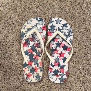 American Eagle Red White and Blue Star Pattern Flip Flops Size Large 7/8